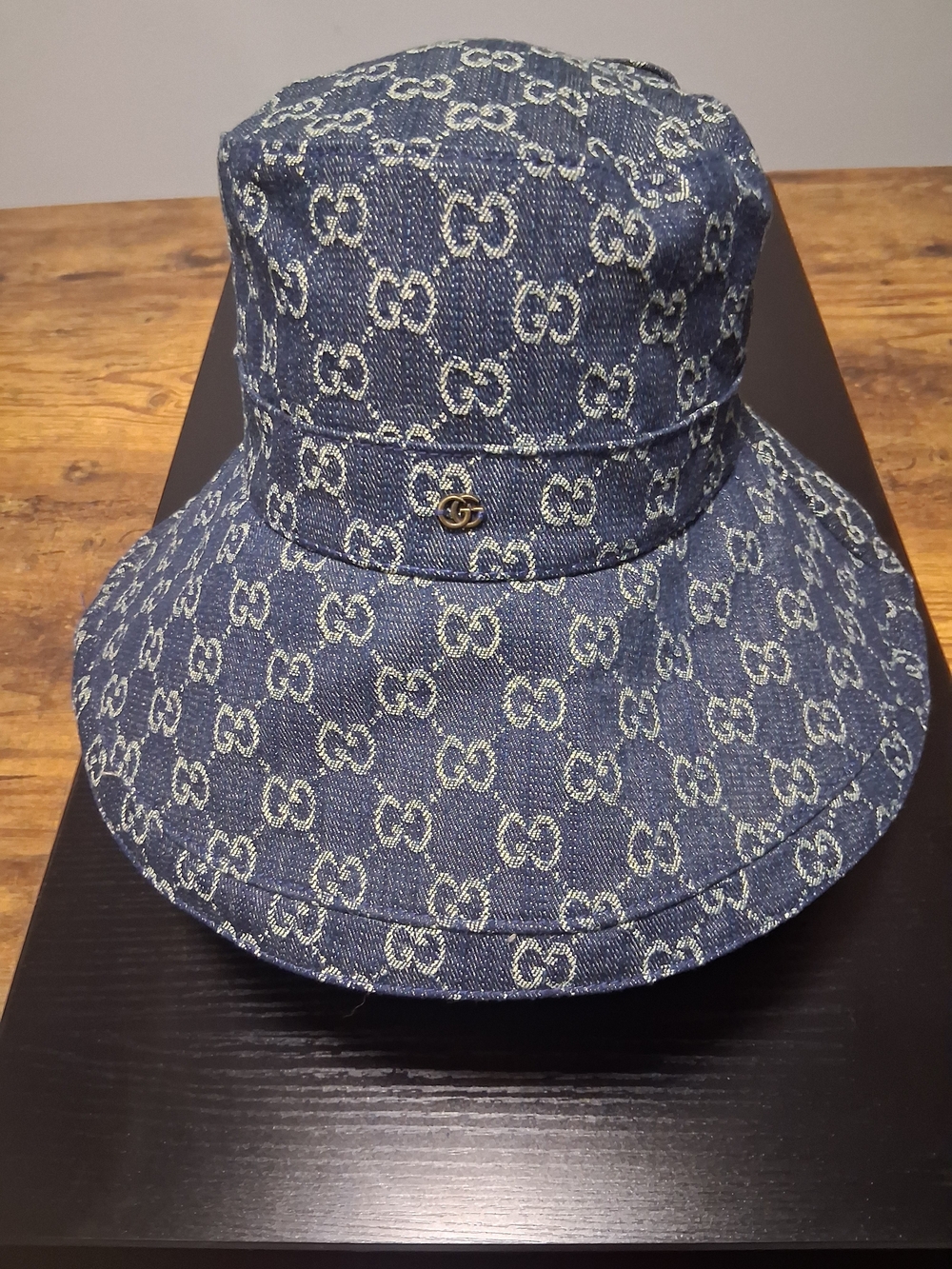 Gucci Denim GG Jacquard Bucket Hat in Blue and Ivory